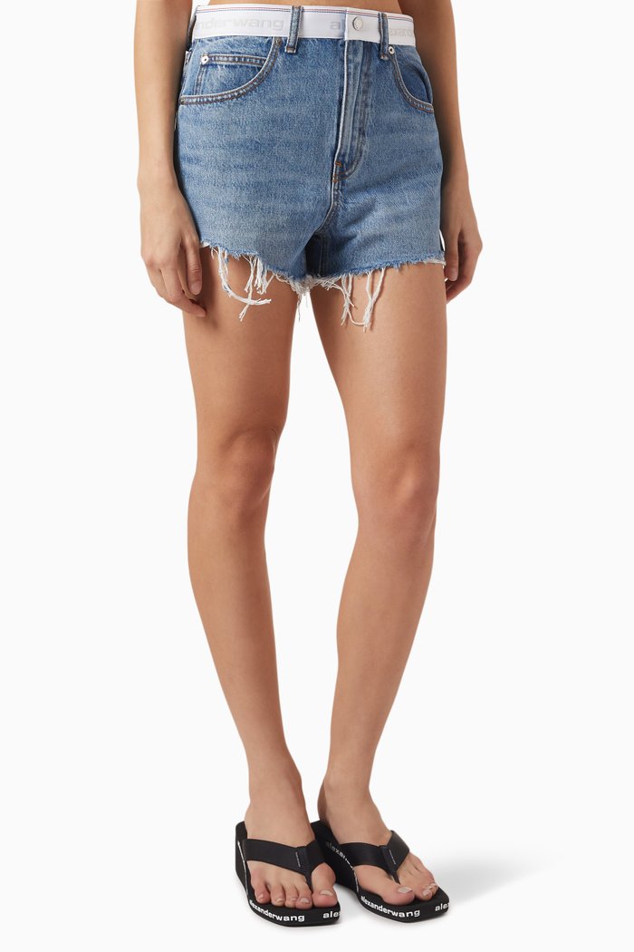 

Logo Bite Shorts in Denim, Blue