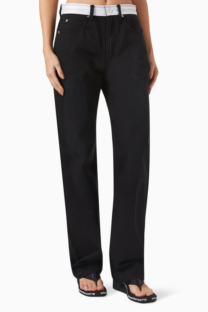 

Mid-rise Relaxed Straight-fit Jeans in Denim, Black