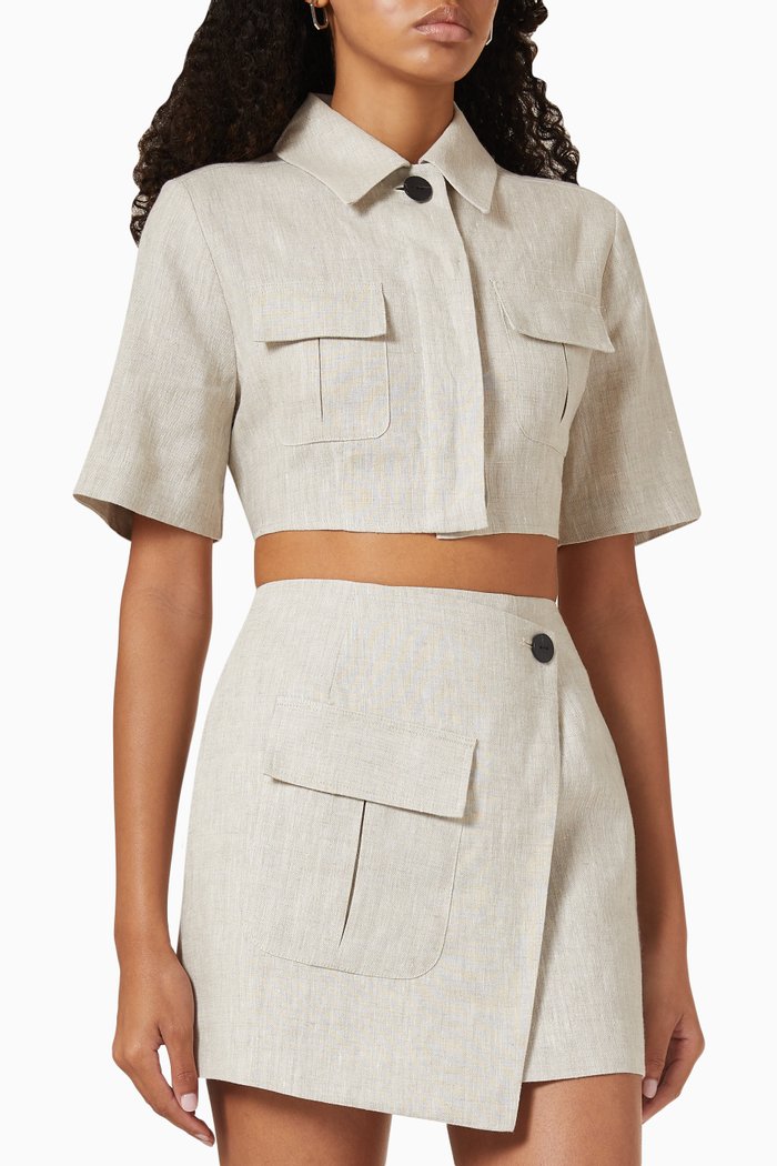Cargo Crop Top in Linen, Neutral