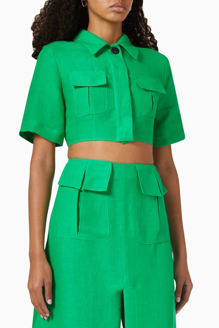 

Cargo Crop Top in Linen, Green
