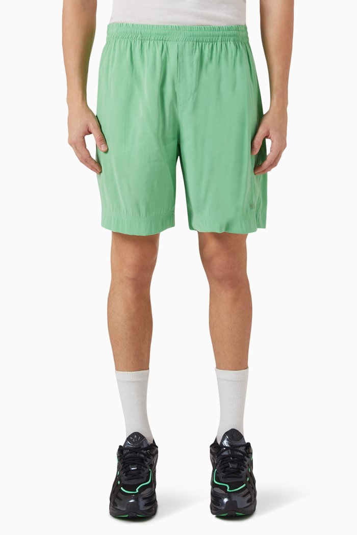 Contrast Logo Shorts in Viscose, Green