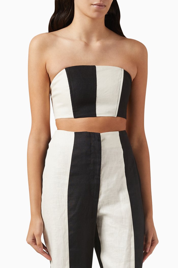

Colour-block Bustier Top in Linen, Neutral