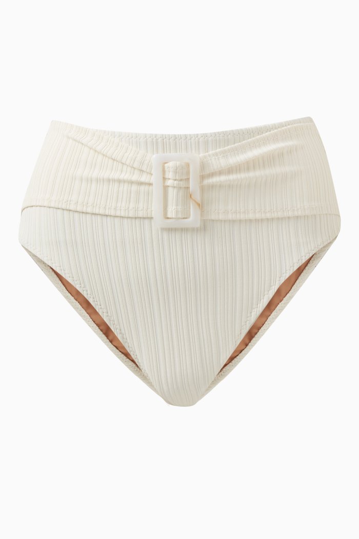 

Buckle Bikini Bottom in Rib-knit, Orange