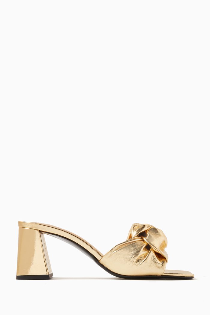 

Lamar 70 Mules in Metallic Leather, Gold