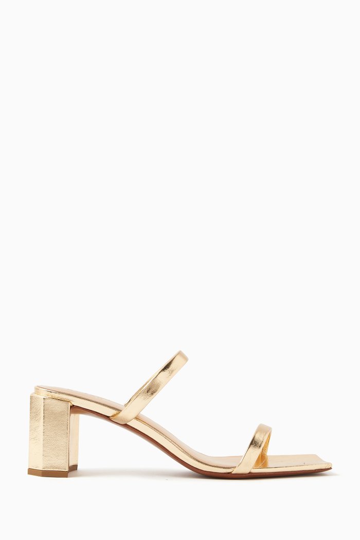 

Tanya 60 Mules in Metallic Leather, Gold