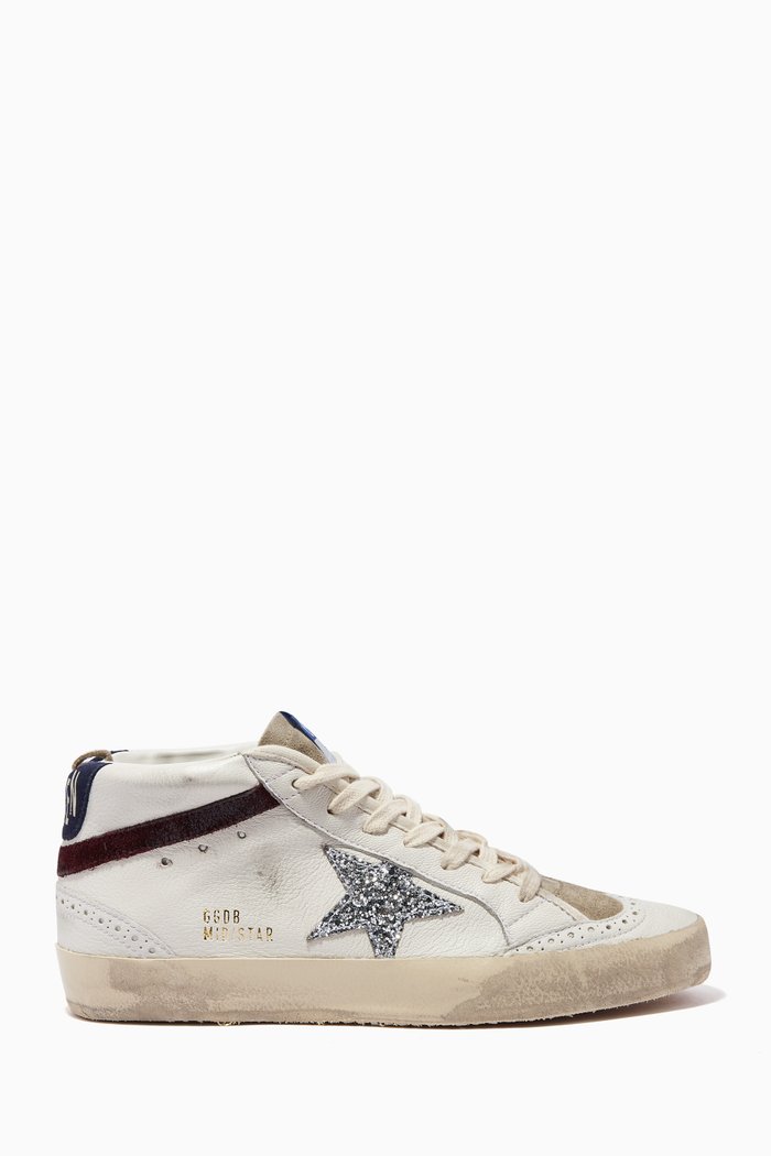 Mid Star Sneakers in Nappa, Silver