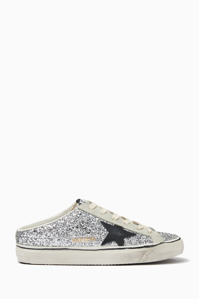 

Superstar Sabots in Glitter & Suede, Silver
