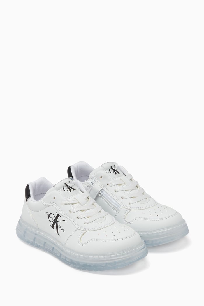 

Logo Lace-up Sneakers in Leather, White