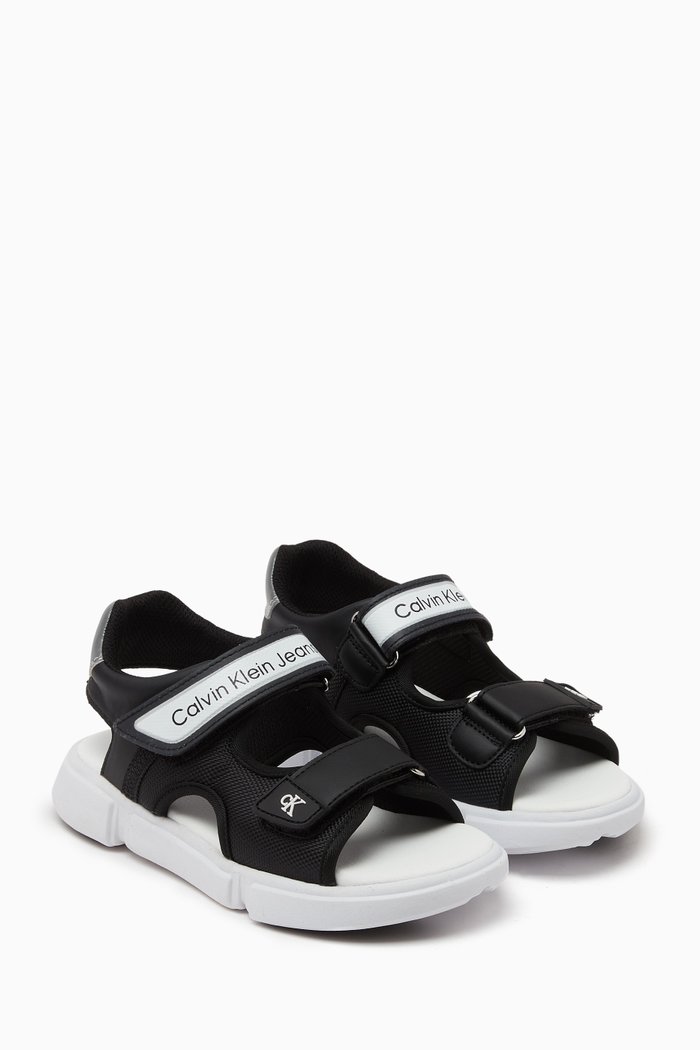 

Velcro Sandals in Recycled Leather, Black