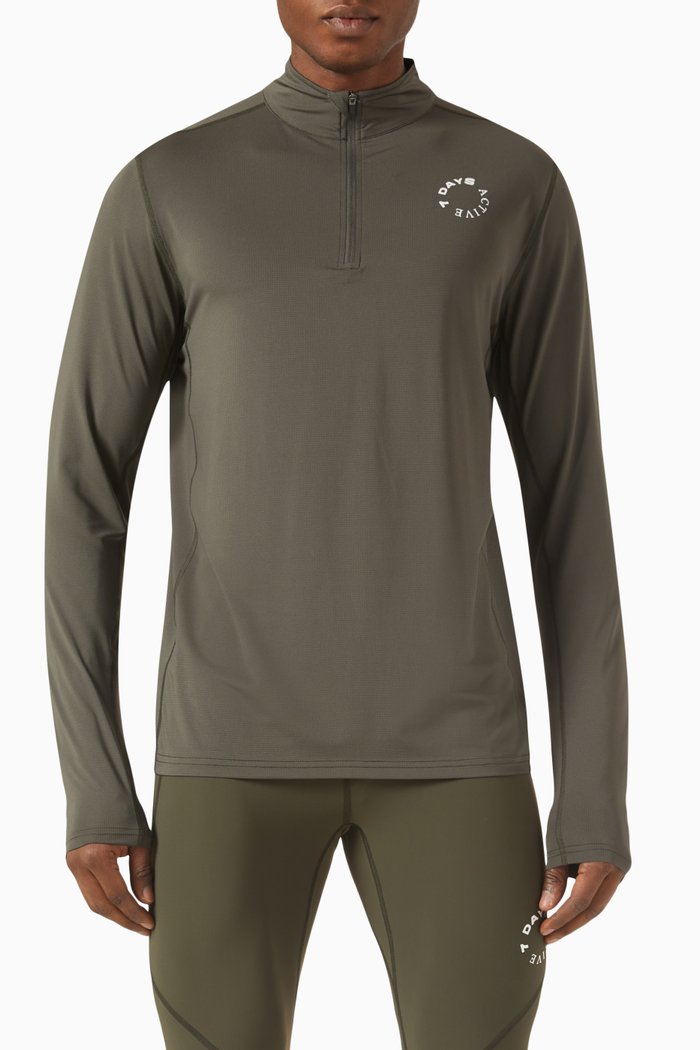 

Half-zip T-shirt in Nylon, Grey