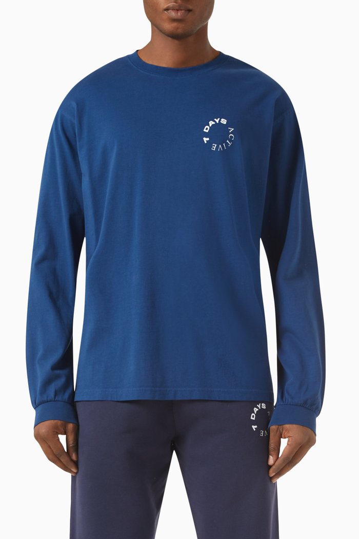 

Long-sleeve Oversized T-shirt in Organic Cotton-jersey, Blue