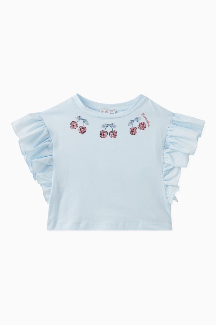 

Cropped Cherry T-shirt in Cotton, Blue