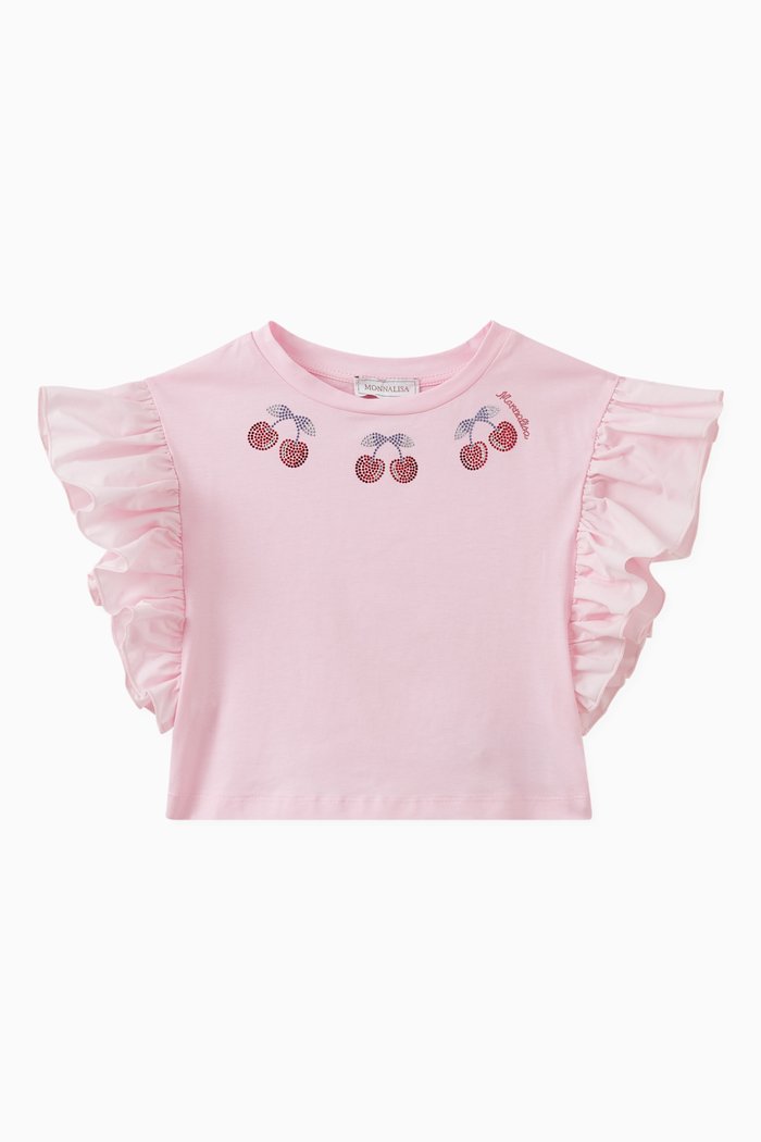 

Cropped Cherry T-shirt in Cotton, Pink