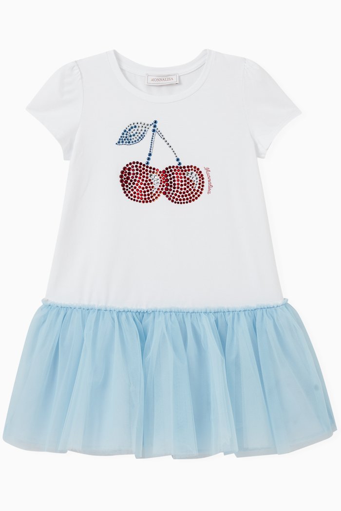 

Cherry Dress in Cotton & Tulle, Blue