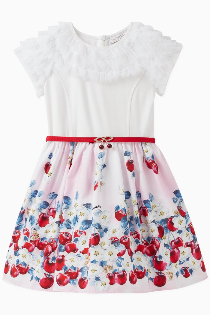 

Ruffled Cherry Dress in Cotton, Pink