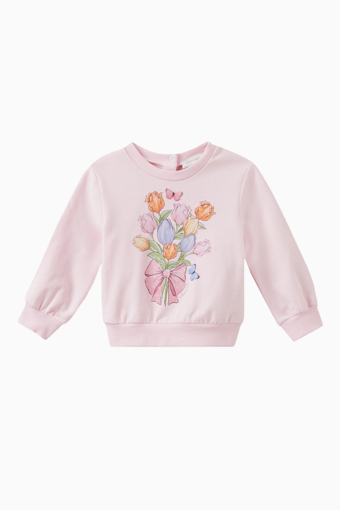 

Tulip Print Sweatshirt in Cotton, Pink