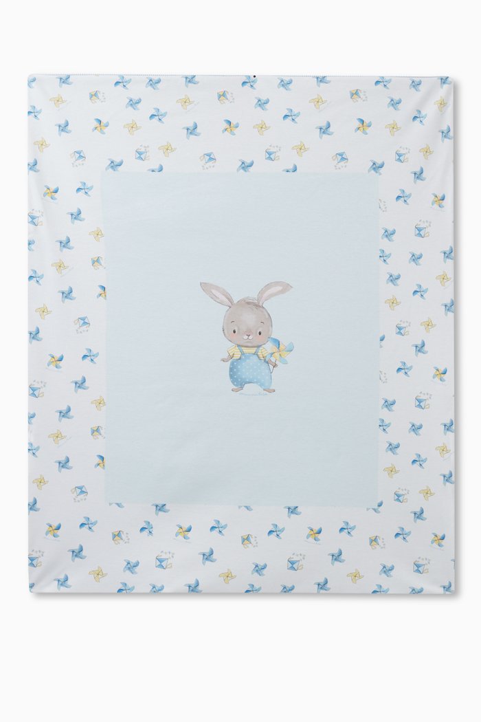 

Bunny Baby Blanket in Cotton, Blue
