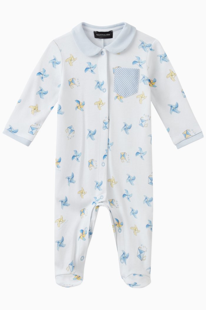 

Pinwheel Print Sleepsuit in Cotton, Blue