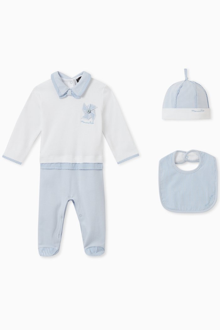 

Stripe Pattern 3-piece Set in Cotton, Blue
