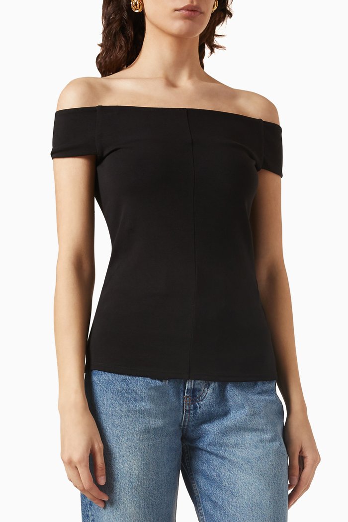 Sara Off-shoulder Top in Jersey, Black