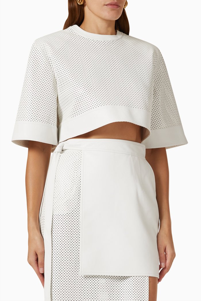 

Laser-cut Crop Top in Eco-leather, White