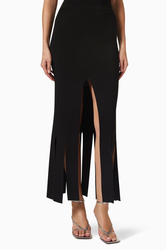 

Bottom Pleats Panelled Maxi Skirt, Black