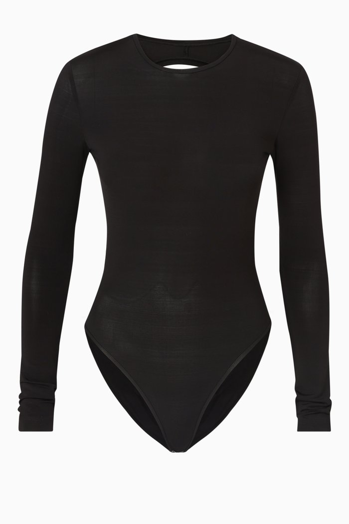 Oval Cut-out Bodysuit, Black