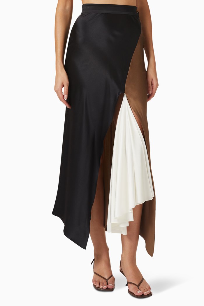 

Draped 2-in-1 Midi Skirt in Satin, Multicolour