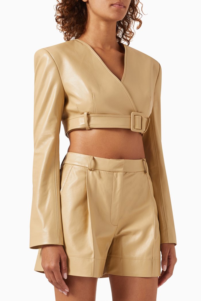 

No Back Bolero in Faux Leather, Neutral