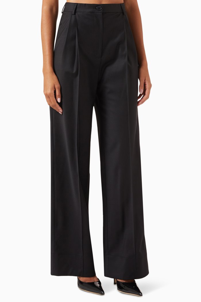 

Wide-leg Pants in Wool, Black