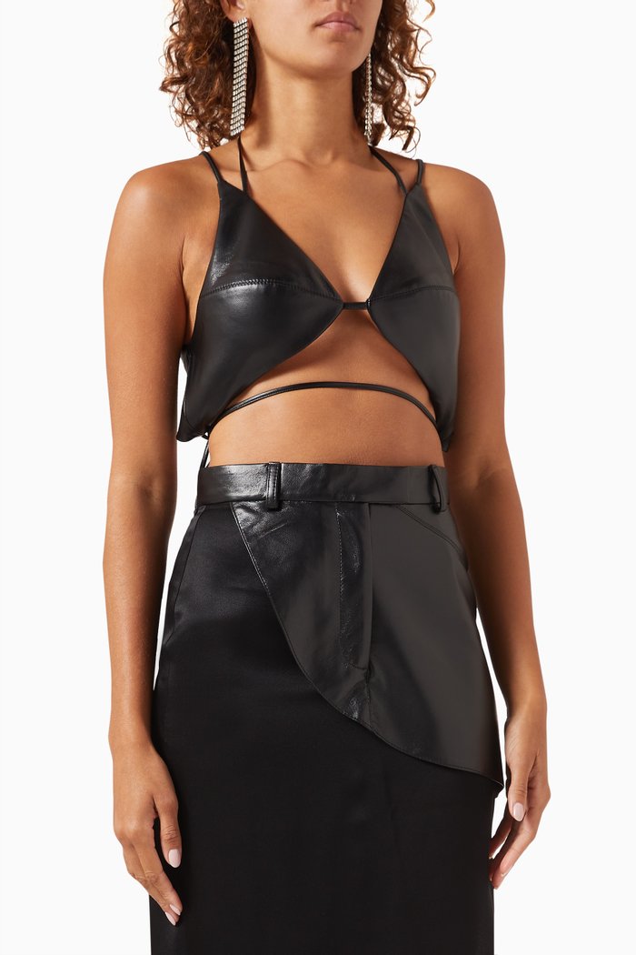 

Rhombus Bra Top in Faux-leather, Black