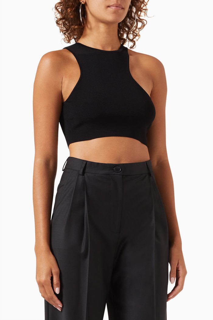 

Half Moon Crop Top in Viscose-blend, Black
