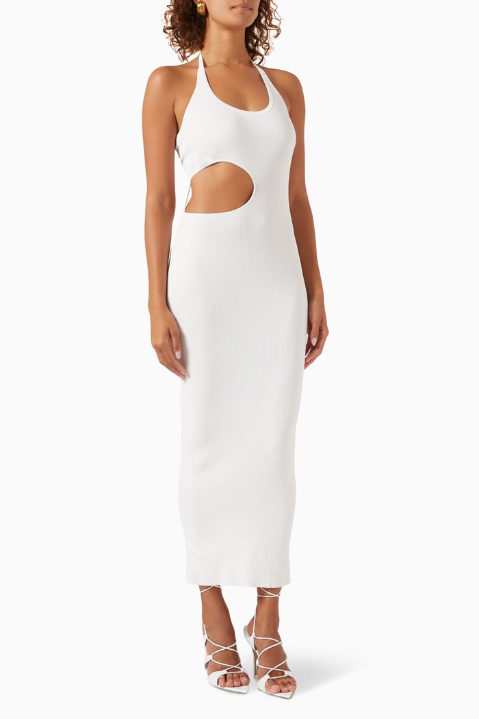 

Cut-out Midi Dress in Viscose-blend, White