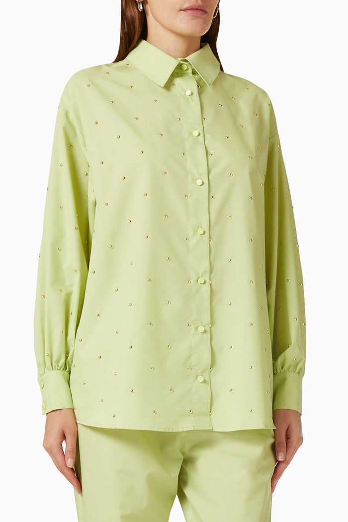 

Senia Studded Shirt in Poplin, Green