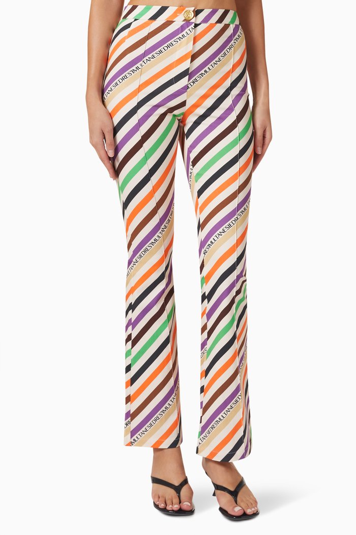 

Isla Diagonal Stripe Flared Pants in Stretch-cotton, Multicolour
