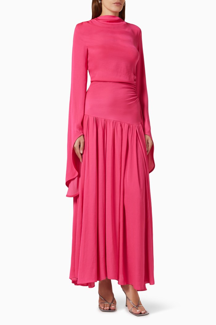 

Dawn Maxi Dress in Satin, Pink