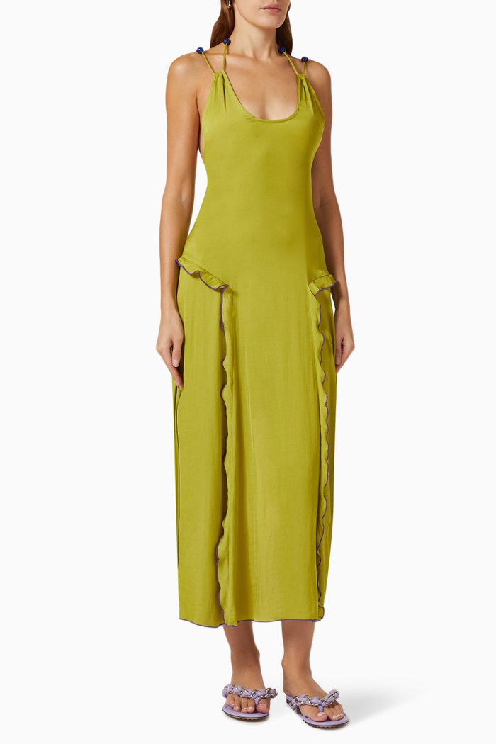 

Viola Ruffled Maxi Dress, Green