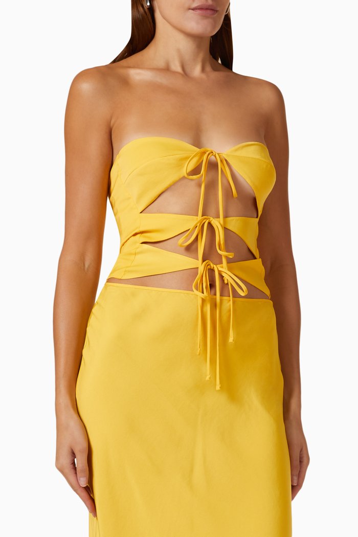 

Sunny Front-tie Strapless Top, Yellow