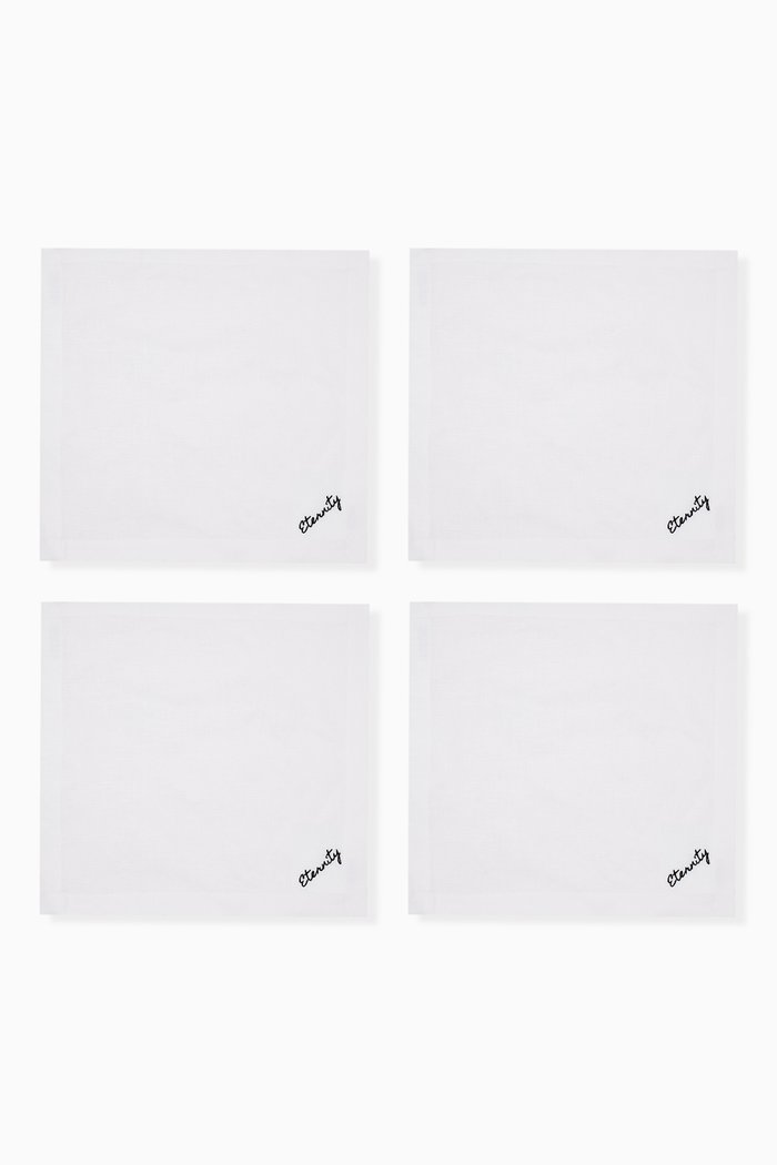 

Amore Embroidered Napkins in Linen, White