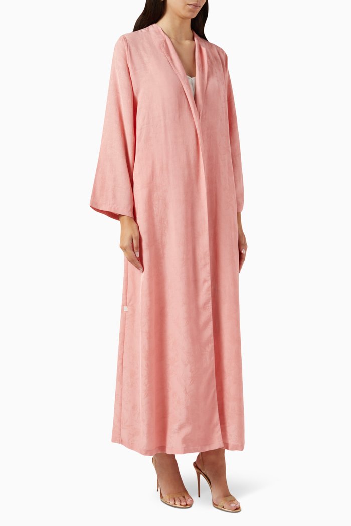 

Floral Jacquard Abaya, Pink