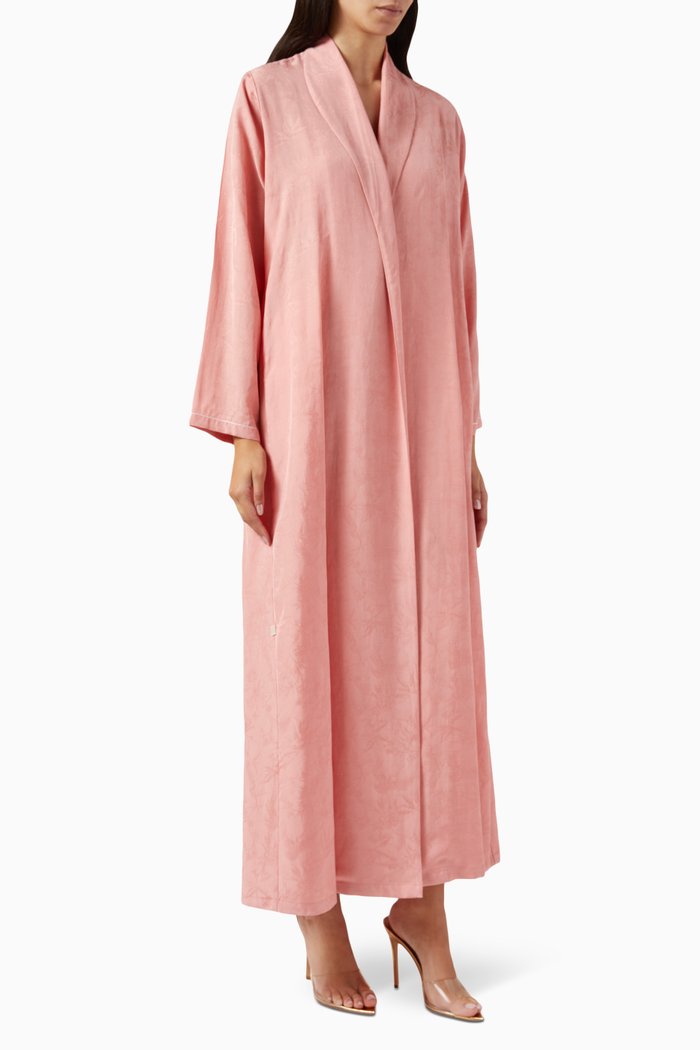 

Zainah Floral Jacquard Abaya, Pink