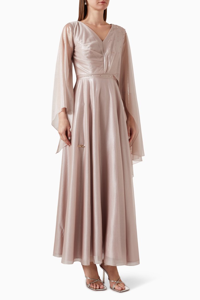 

Maxi Dress in Lurex Textured Fabric, Pink