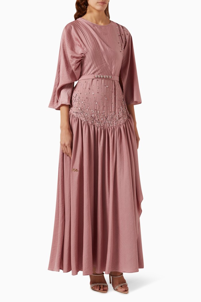 

Embellished Drop-waist Maxi Dress in Crepe, Pink