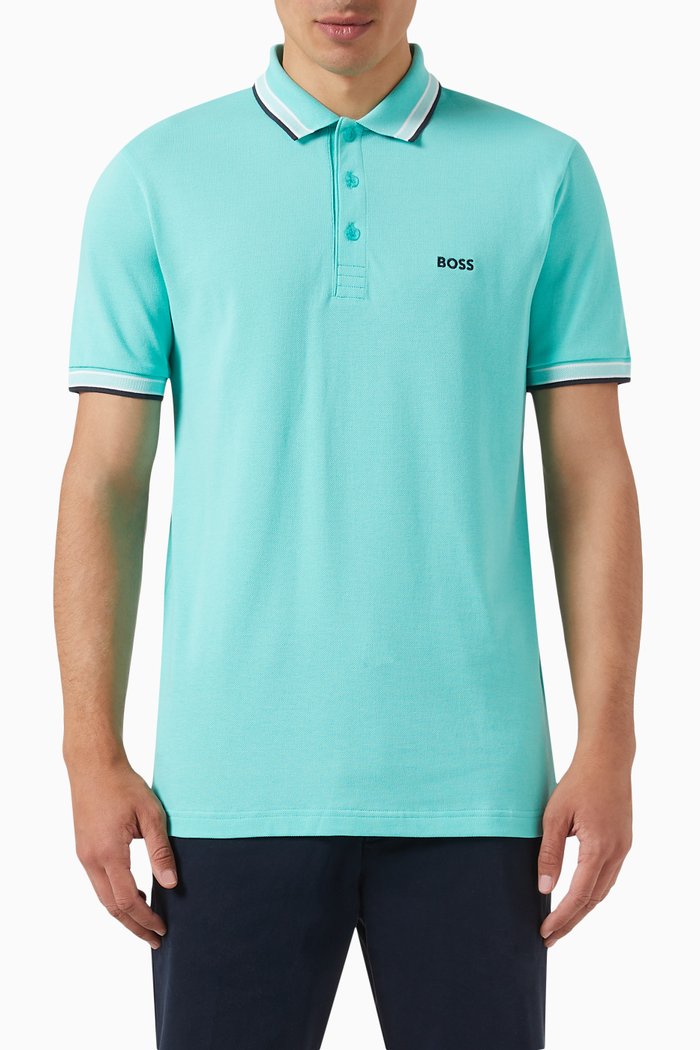 

Curved Logo Polo Shirt in Organic Cotton, Green