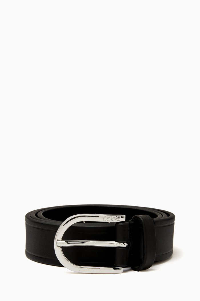 Scarlet Belt in Smooth Leather, Black