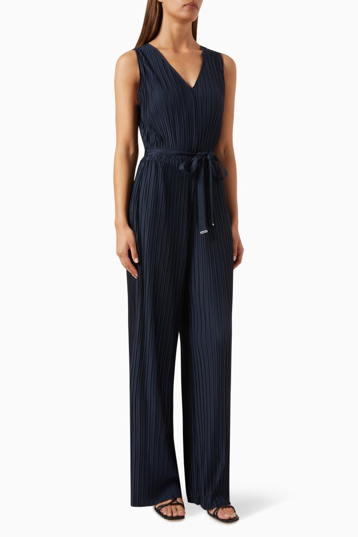 

Edacria V-neck Jumpsuit in Plissé-jersey, Blue