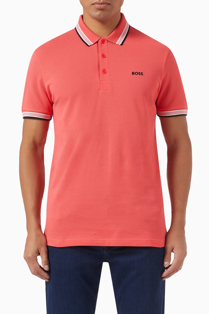 Logo Polo Shirt in Cotton, Red