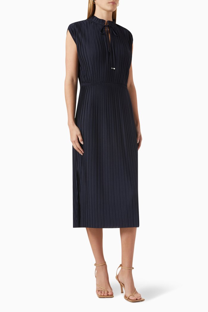 

Pleated Midi Dress in Viscose, Blue