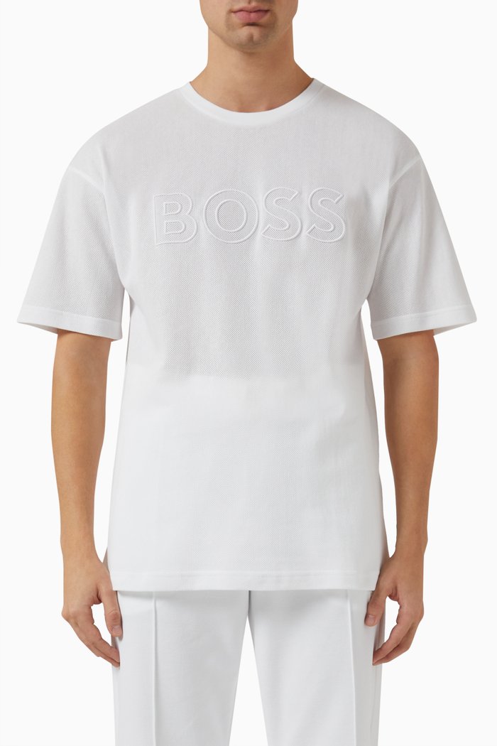Logo Embossed T-shirt in Cotton, White