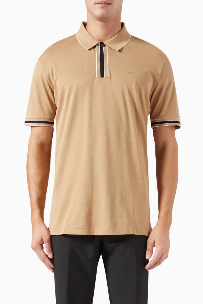 

Contrast-tip Polo Shirt in Cotton, Neutral